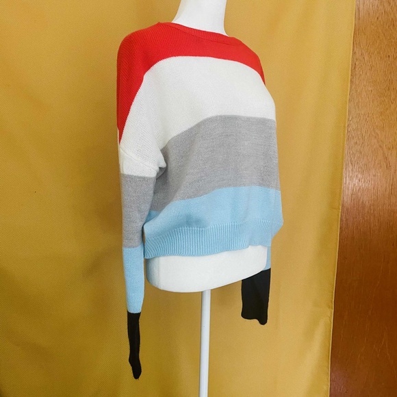 H&M Divided Multicolor Striped Sweater M/L -  Y2K Oversized Colorblock Sweater - Picture 2 of 4